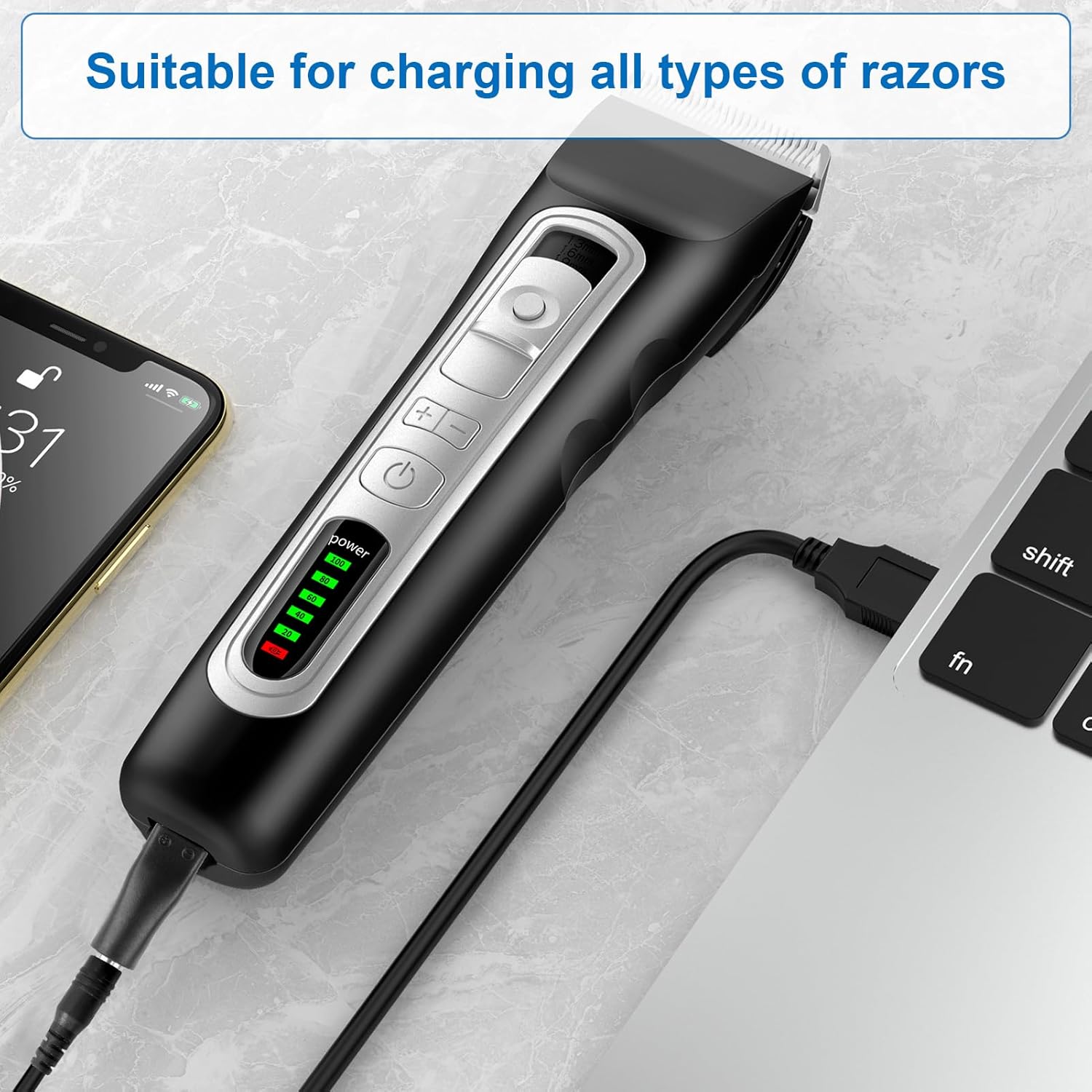 8 unidades de cable de aliment - Beard Trimmer reseña y precio
